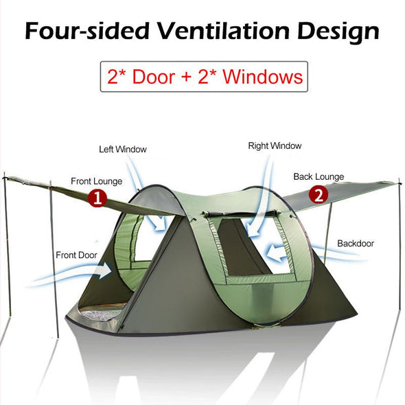 Automatic Pop Up Tent - Capacity 3 to 4 Persons - Harland's Crate