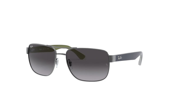 Ray-Ban Men Polished Gunmetal Square Grey Lens - Harland's Crate