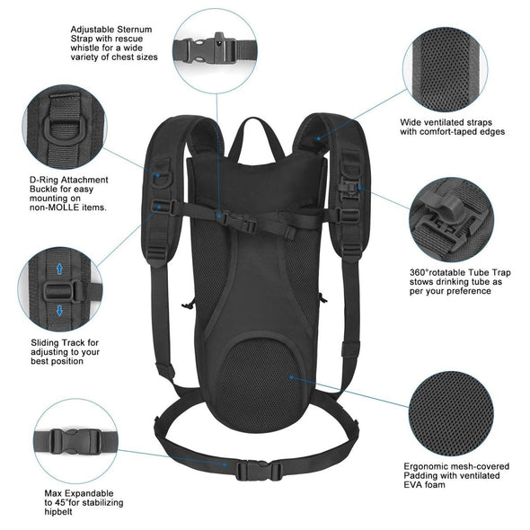 Unigear Tactical Hydration Backpack Thermal Insulation Pack with 2.5L - Harland's Crate