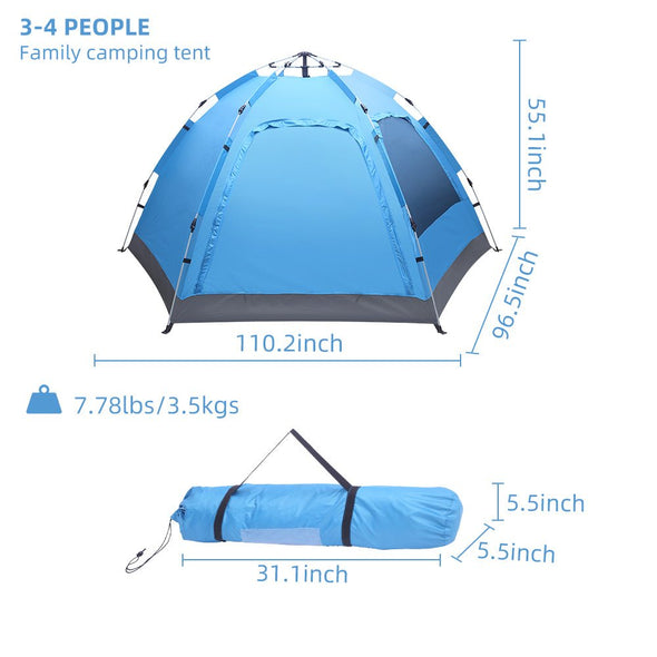 Waterproof Outdoor 3-4 Person Automatic Camping Tent - Harland's Crate